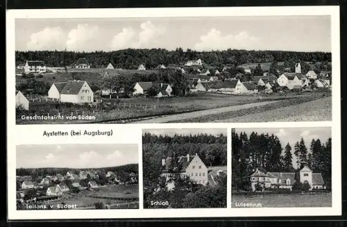 AK Aystetten, Gesamtansicht von Süden, Schloss, Luisenruh