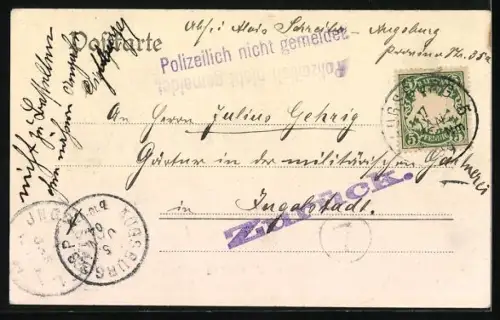 AK Augsburg, Untere Maximilianstrasse mit Pferdeschlitten im Winter, Neujahrsgruss