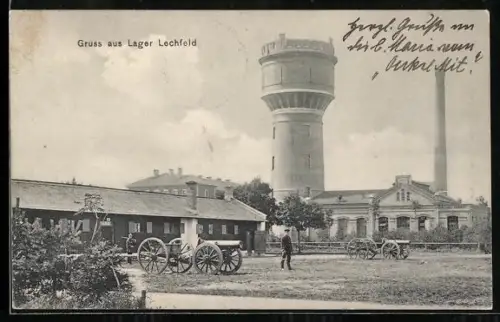 AK Lechfeld, Lager mit Kanonen und Wasserturm