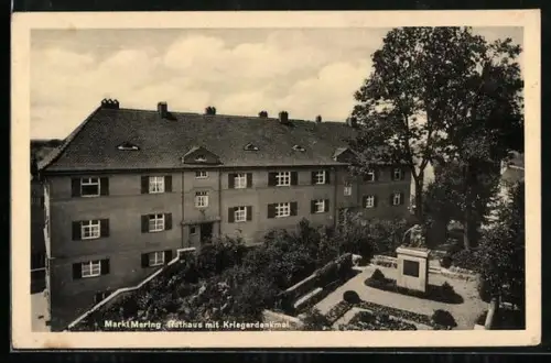 AK Markt Mering, Rathaus mit Kriegerdenkmal