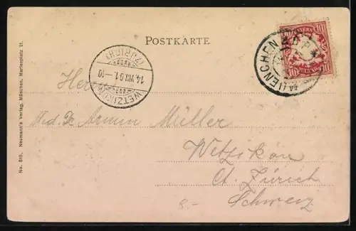 Lithographie München, Isartor, Wappen Passepartout