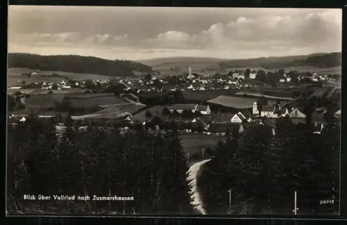 AK Zusmarshausen, Blick über Vallried nach dem Ort