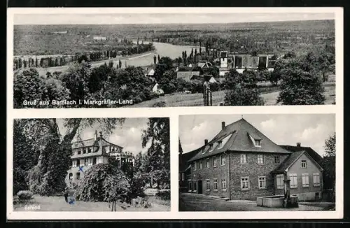 AK Bamlach, Schloss, Gasthaus-Metzgerei zur Blume, Ortspanorama