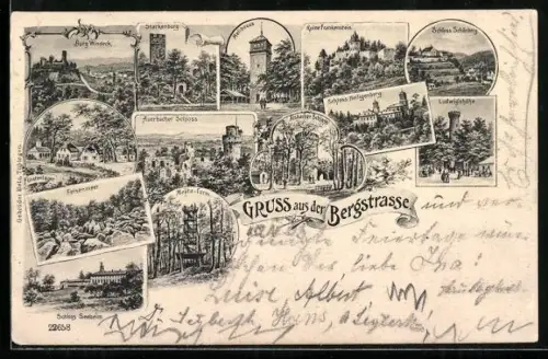 AK Jugenheim / Bergstrasse, Burg Windeck, Schloss Auerbach, Schloss Heiligenberg