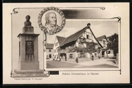 AK Hausen / Wiesental, Hebel-Denkmal, Hebels Heimathaus