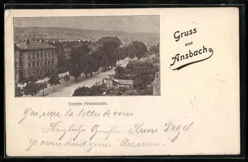 AK Ansbach / Bayern, Strassenpartie Untere Promenade