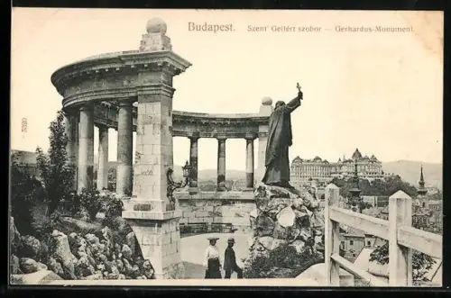 AK Budapest, Blick auf das St. Gerhardus-Denkmal