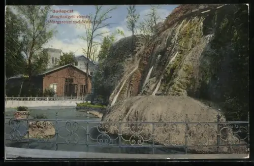 AK Budapest, Margareteninsel, Wasserfall