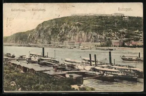 AK Budapest, Blocksberg mit Dampfern