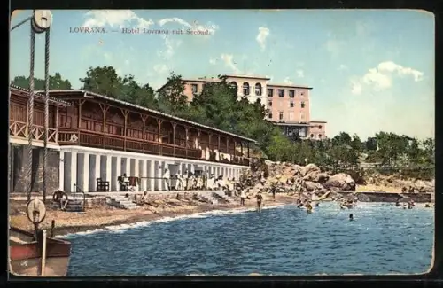 AK Lovrana, Hotel Lovrana mit Seebad
