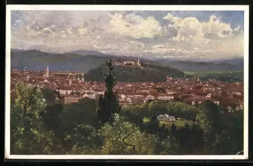 AK Ljubljana / Laibach, Panorama mit Burg