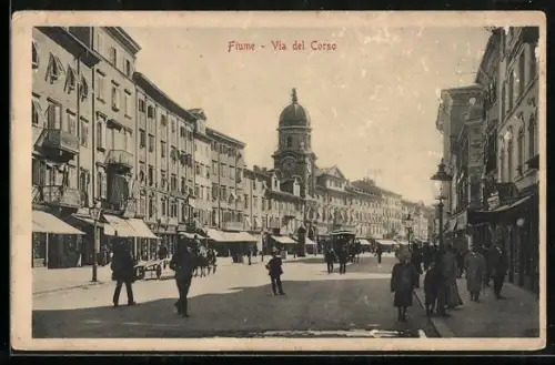 AK Fiume, Corso mit Passanten