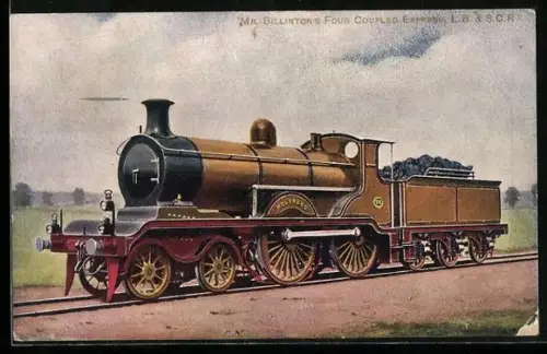 AK Englische Eisenbahn-Lokomotive Mr. Billinton`s Four Coupled Express der L.B. & S.C.R.