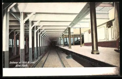 AK New York, Subway at 18th Street, U-Bahn-Station