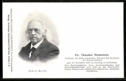 AK Dr. Theodor Mommsen, Professor der Alten Geschichte, Akademie der Wissenschaften