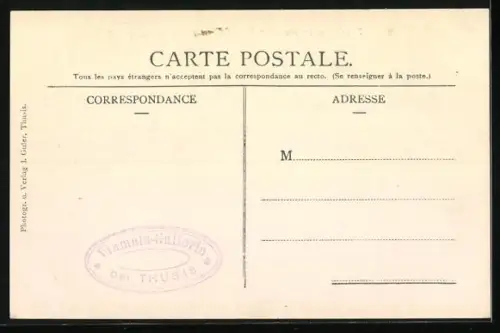 AK Thusis, Ortsansicht gegen die Viamala mit Hohen-Rhätien