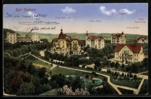 AK Bad Kudowa, Sanatorium, Villen Carmen, Otto und Stolzenfels