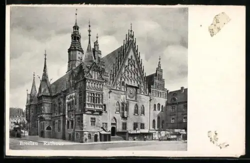 AK Breslau, Rathaus mit Vorplatz