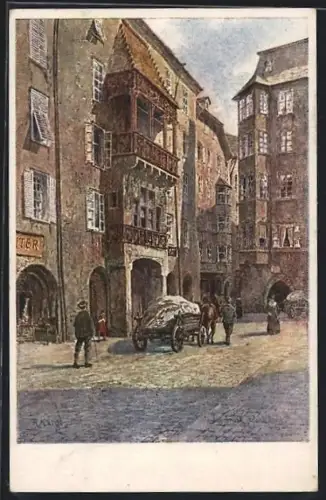 Künstler-AK Innsbruck, Gasthaus Goldenes Dachl