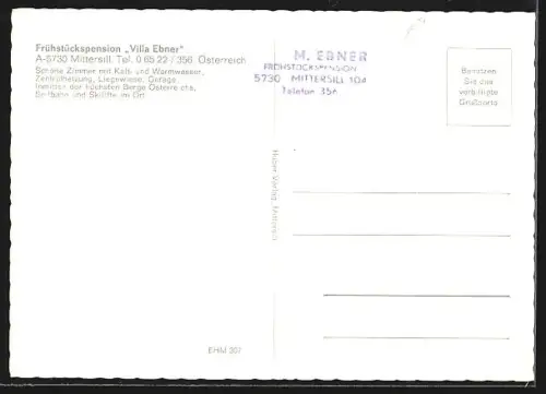 AK Mittersill, Frühstückspension Villa M. Ebner