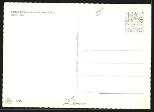 AK Sölden /Ötztal, Teilansicht mit Gaislachkogl im Winter