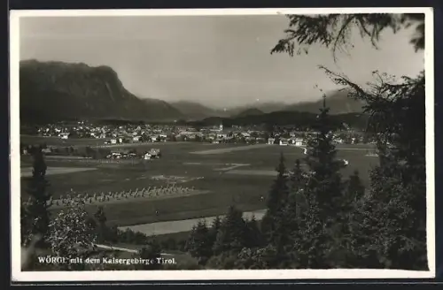 AK Wörgl /Tirol, Teilansicht mit dem Kaisergebirge