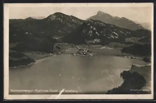 AK Fuschl am See, Teilansicht mit Schafberg, Fliegeraufnahme