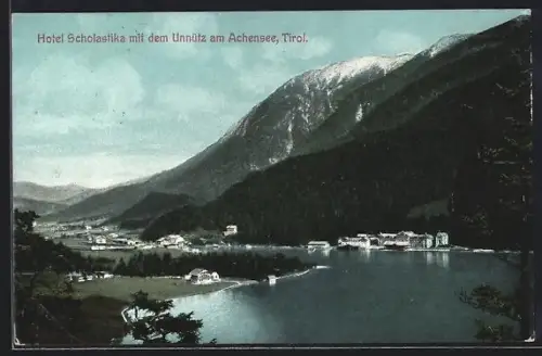 AK Achenkirch /Achensee, Hotel Scholastika mit dem Unnütz