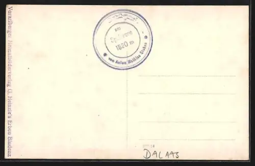 AK Dalaas /Spullersee, Panorama mit Grabmal