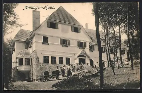 AK Gaaden bei Mödling, Restaurant Anninger-Haus mit Gästen