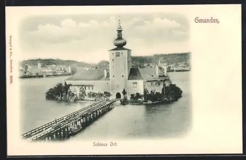 AK Gmunden, am Schloss Ort