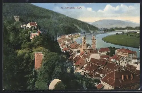 AK Miltenberg a. M., Stadtansicht mit Kirche und Mainufer