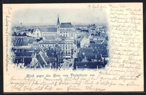 AK Augsburg, Blick gegen den Dom vom Perlachturm aus