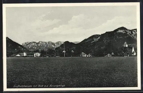 AK Grossholzhausen, Ortsansicht mit Blick auf das Kaisergebirge