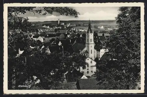 AK Mainburg, Stadtansicht mit Kirche