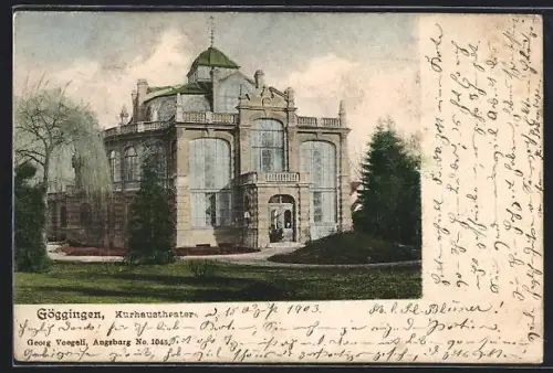 Lithographie Göggingen / Augsburg, Kurhaustheater
