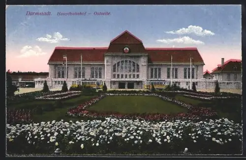 AK Darmstadt, Hauptbahnhof, Ostseite, Strassenbahn
