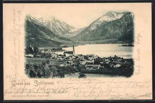 AK Schliersee, Ortsansicht mit See und Umland