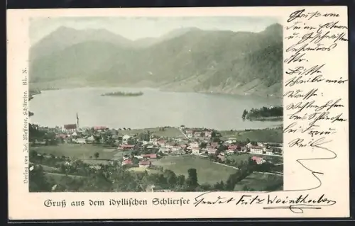 AK Schliersee, Ortsansicht aus der Vogelschau