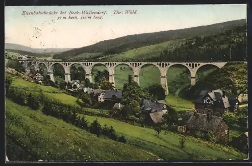 AK Bock-Wallendorf, Partie mit Eisenbahnbrücke
