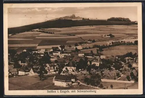 AK Seiffen, Ortsansicht mit Schwartenberg