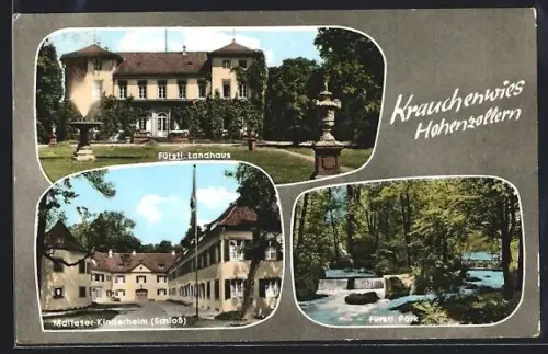 AK Krauchenwies /Hohenzollern, Fürstl. Landhaus, Malteser-Kinderheim (Schloss), Fürstl. Park