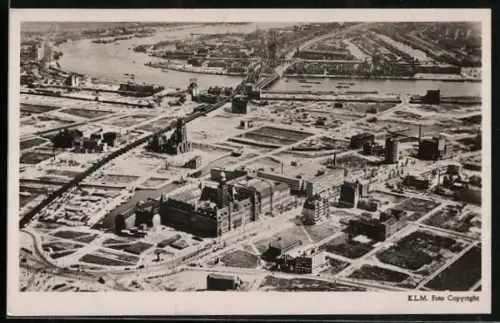 AK Rotterdam, Overzicht Centrum 1946, Fliegeraufnahme