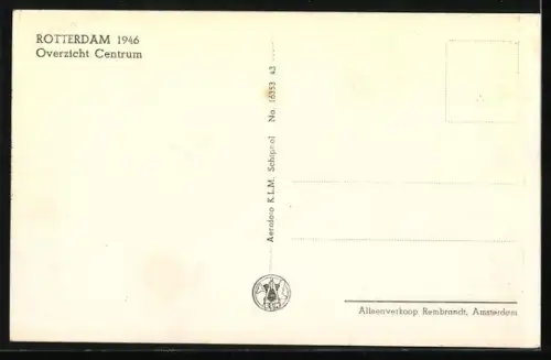 AK Rotterdam, Overzicht Centrum 1946, Fliegeraufnahme