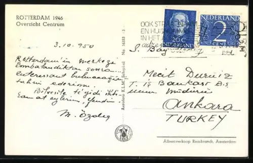 AK Rotterdam, Overzicht Centrum, Fliegeraufnahme 1946