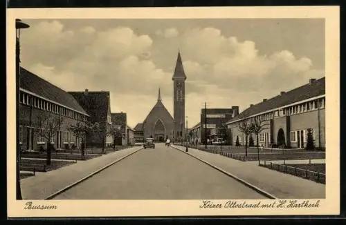 AK Bussum, Keizer Ottostraat met H. Hartkerk