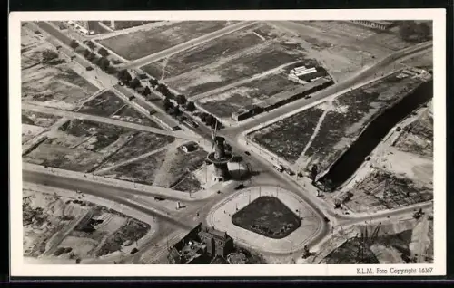 AK Rotterdam, Oostplein 1946, Fliegeraufnahme