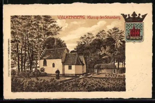 Lithographie Valkenberg, Kluis op den Schaesberg, wapen