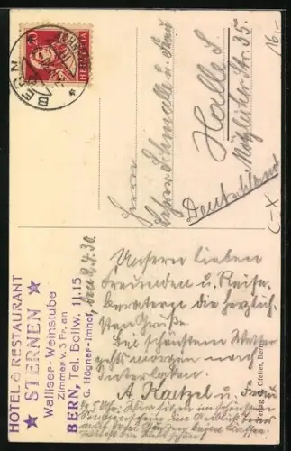 AK Bern, Hotel-Gasthof zum Sternen