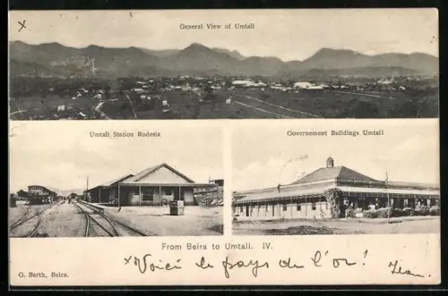 AK Umtali, Station, Bahnhof, General View, Government Buildings